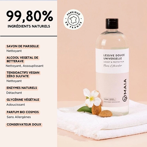 Miniature image article Lessive concentrée naturelle parfum fleur d'amandier, 1L, 33 lavages